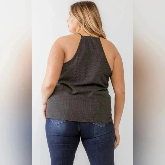 Plus Size Black Striped Print Sleeveless Strappy Tank Top #425-430 - Picture 2 of 9